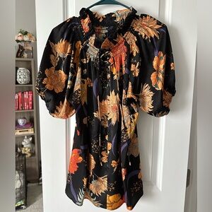 Feeling Fun Black Floral Bubble Sleeve Blouse